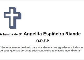 Agradecemento da familia de Dª Angelita Espiñeira Riande