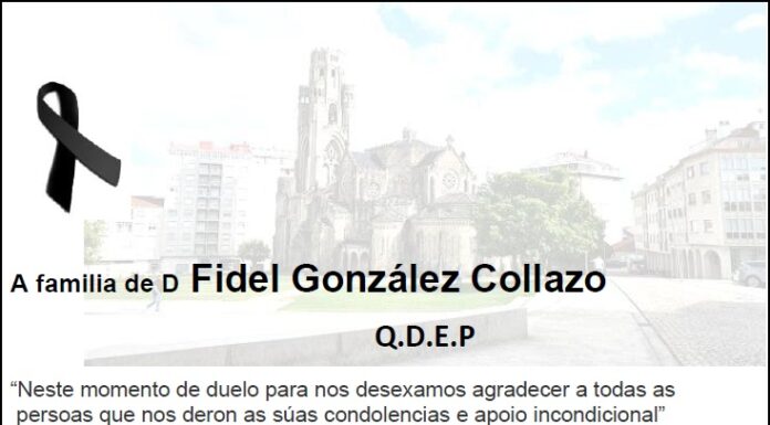 Agradecemento da familia de D Fidel González Collazo