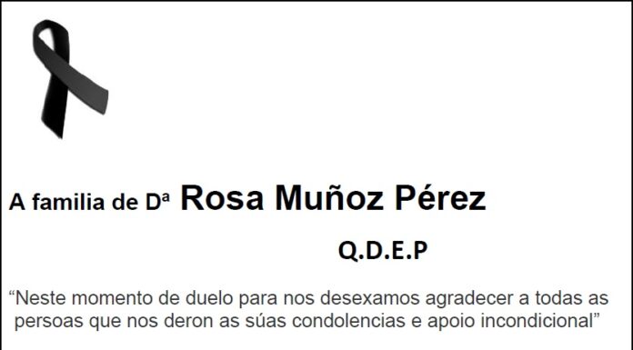 Agradecemento da familia de Dª Rosa Muñoz Pérez