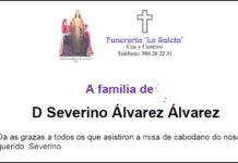 Agradecemento da familia de D Severino Álvarez Álvarez