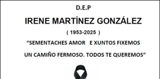 Falecemento de  IRENE MARTÍNEZ GONZÁLEZ