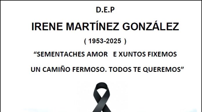 Falecemento de  IRENE MARTÍNEZ GONZÁLEZ