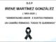 Falecemento de  IRENE MARTÍNEZ GONZÁLEZ