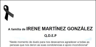 Agradecemento da familia de IRENE MARTÍNEZ GONZÁLEZ