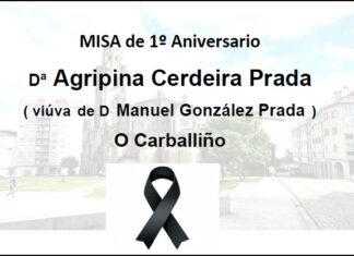 Misa de 1º Aniversario por Dª Agripina Cerdeira Prada