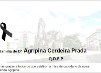 Agradecemento da familia de Dª Agripina Cerdeira Prada