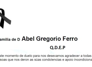 Agradecemento da familia de D Abel Gregorio Ferro