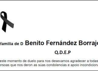 Agradecemento da familia de D Benito Fernández Borrajo