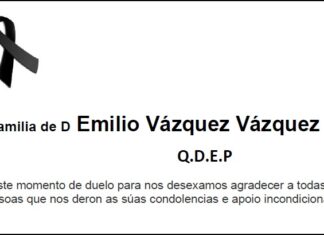 Agradecemento da familia de D Emilio Vázquez Vázquez