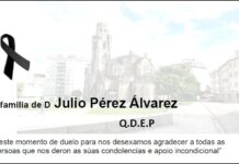 Agradecemento da familia de D Julio Pérez Álvarez “Julito Torrero”