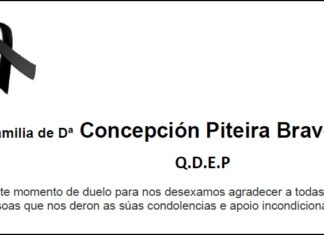 Agradecemento da familia de Dª Concepción Piteira Bravo
