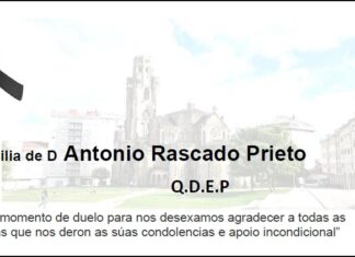 Agradecemento da familia de D Antonio Rascado Prieto