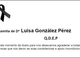 Agradecemento da familia de Dª Luisa González Pérez