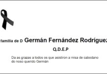 Agradecemento da familia de D Germán Fernández Rodríguez