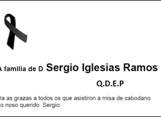 Agradecemento da familia de D Sergio Iglesias Ramos