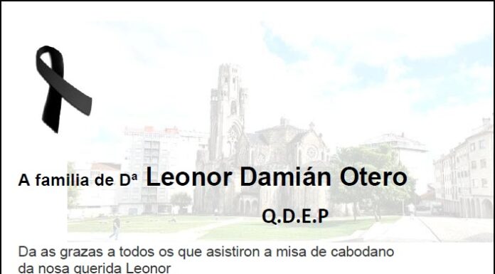 Agradecemento da familia de Dª Leonor Damián Otero