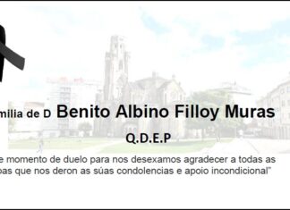 Agradecemento da familia de D Benito Albino Filloy Muras
