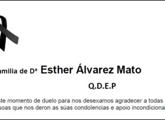 Agradecemento da familia de Dª Esther Álvarez Mato