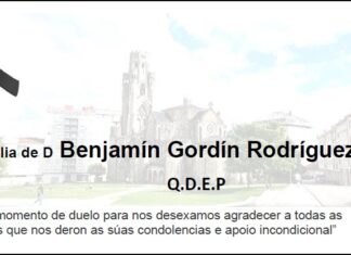 Agradecemento da familia de D Benjamín Gordín Rodríguez