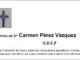 Agradecemento da familia de Dª Carmen Pérez Vázquez