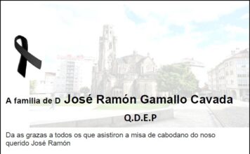 Agradecemento da familia de D José Ramón Gamallo Cavada