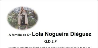 Agradecemento da familia de Dª Lola Nogueira Diéguez