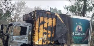 Un camión de Coren arde na OU-504, á altura da gasolineira Avia no concello do Carballiño.