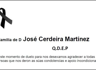 Agradecemento da familia de D José Cerdeira Martínez