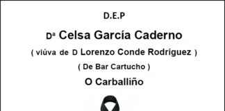 Falecemento de Dª Celsa García Caderno