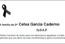 Agradecemento da familia de Dª Celsa García Caderno