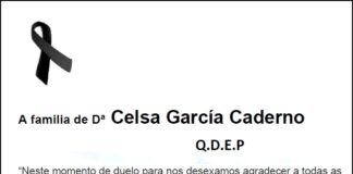 Agradecemento da familia de Dª Celsa García Caderno