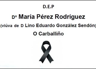 Falecemento de Dª María Pérez Rodríguez