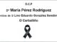Falecemento de Dª María Pérez Rodríguez