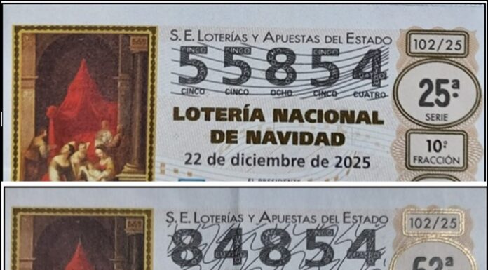 No sorteo de lotería de Nadal o número que xogan a charanga dos Liborianos e a Comisión de festas do Campo ( Irixo) coinciden nas 3 últimas cifras