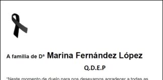 Agradecemento da familia de Dª Marina Fernández López