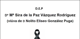 Falecemento de Dª Mª Sira de la Paz Vázquez Rodríguez