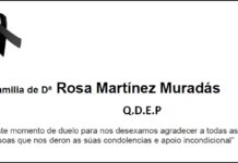 Agradecemento da familia de Dª Rosa Martínez Muradás