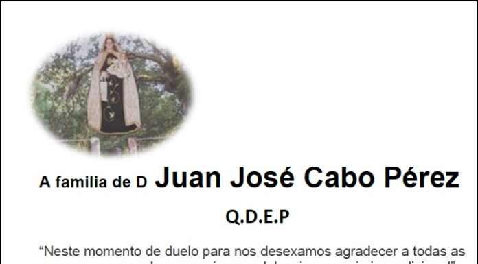 Agradecemento da familia de D Juan José Cabo Pérez (Kino)