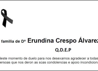 Agradecemento da familia de Dª Erundina Crespo Álvarez