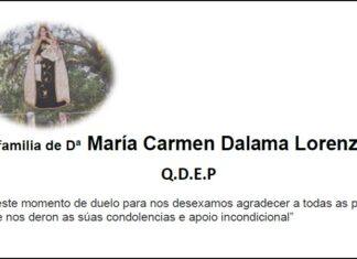 Agradecemento da familia de Dª María Carmen Dalama Lorenzo