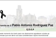 Agradecemento da familia de D Pablo Antonio Rodríguez Paz