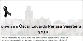 Agradecemento da familia de D Óscar Eduardo Perlasa Sinisterra