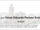 Agradecemento da familia de D Óscar Eduardo Perlasa Sinisterra