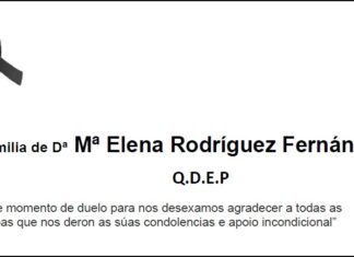 Agradecemento da familia de Dª Mª Elena Rodríguez Fernández