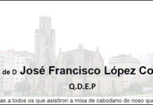 Agradecemento da familia de D José Francisco López Corral “Choli”