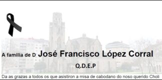 Agradecemento da familia de D José Francisco López Corral “Choli”