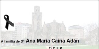 Agradecemento da familia de Dª Ana María Caiña Adán