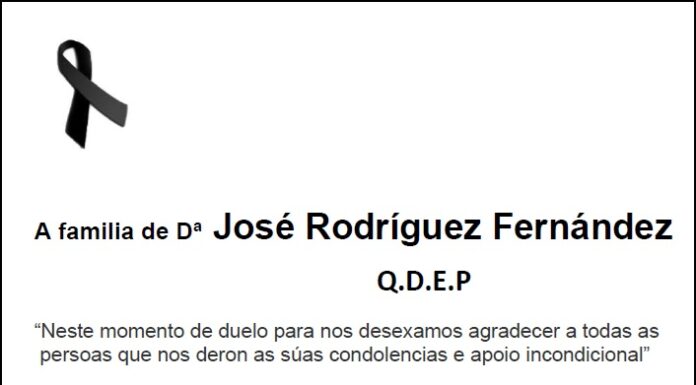Agradecemento da familia de D José Rodríguez Fernández