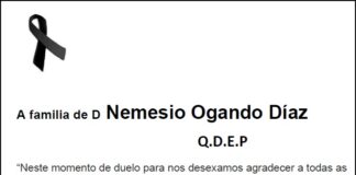 Agradecemento da familia de D Nemesio Ogando Díaz