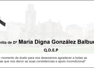 Agradecemento da familia de Dª María Digna González Balbuena